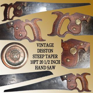 Vintage Disston Usa Steep Tapered 10 Pt 20 1/2 " Key Hole Hand Saw