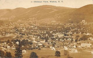 Walton Ny Birds Eye View " The Elite Series " 1910 Real Photo Postcard