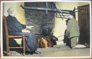 Ireland Postcard The Old Turf Fire Peat Woman Boy Irish Country Life Etw Dennis