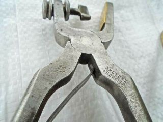 Antique AMSTUTZ & MERCIER Leatherworking Button Hole Punch Pliers Tool 5