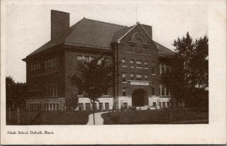 Dekalb Illinois Haish School Path To Front Door Fence Posts 1905 B&w Postcard