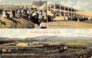 Lake City Mn Four County Fair Grounds Tents Panorama Midway Pike Grandstand 1908