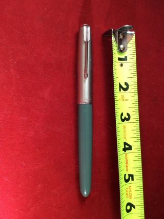 Vintage Parker 51 Fountain Pen Sage Green And Chrome Brushed Silver