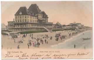 Tinted Postcard Hotel Fiske And The Beach In Old Orchard,  Maine 106766