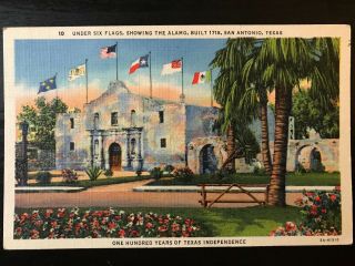 Vintage Postcard 1935 (posted 1946) Under 6 Flags Alamo San Antonio Texas
