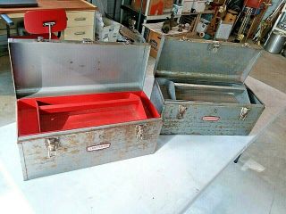(2) Vintage Tool Box Craftsman Metal With Top Tray Rusty But Solid Made In Usa