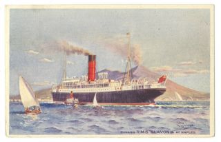 Cunard Ocean Liner Rms Slavonia At Naples Italy By Odin Rosenvinge Ca1906