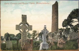 Irish Postcard Celtic Crosses Round Towers Monasterboice Louth Ireland Valentine