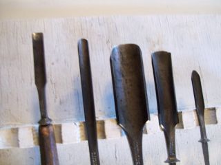 5 Assorted Sizes and Shape Vintage Antique Chisels W.  Butcher Cast Steel 2