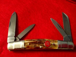 J.  A.  “twin " Henckels Pocket Knife Stag Congress Stepped Bolsters