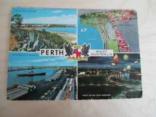 Vintage Colour Postcard,  " Perth West Australia Multi Views "