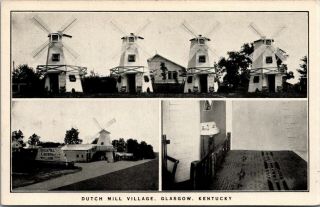 Glasgow Kentucky Dutch Mill Village Windmill Cabins Inside Out 1920s B&w Pc