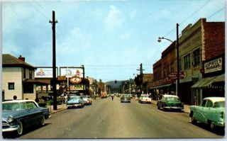 Weirton,  West Virginia Postcard Main Street Downtown Scene 1950s Cars