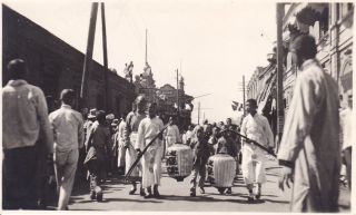 Old Vintage Photo Postcard China 1919 Chinese Lantern Procession Busy Street