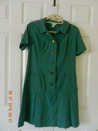 Vintage Girl Scout Leader Green Uniform Dress,  Size 8