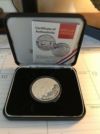 Wells Fargo 1852 - 2002 Sequicentennial.  999 Silver Proof Coin