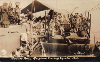 " Neptune Party.  Maryland Crossing Equator - 1912 " Rppc Real Photo Postcard