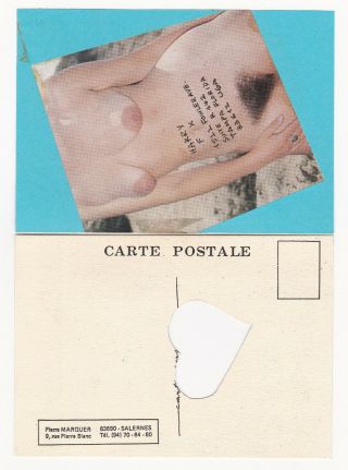 Rare Mail Art Folding Mixed Media Postcard - Pierre Marquer to Harry Fox 1986 2
