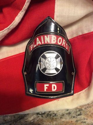 Cairns & Bro Leather Fire Fighter Helmet Badge Shield Plainboro,  Ny Fd