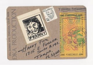 Rare Mail Art Mixed Media Postcard,  DKA Darlene Altschul to Harry Fox 1987 2