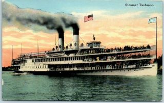 Vintage White Star Line Steamship Postcard " Steamer Tashmoo " 1911 Detroit Mi
