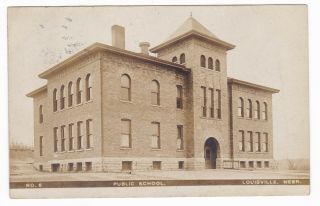 1908 Olson Rppc Louisville Ne Public School Vintage Photo Postcard Nebraska Old