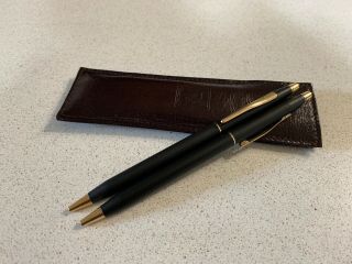 Cross Classic Century Ballpoint Pen Black 23k Gold Christian Dior Leather Case