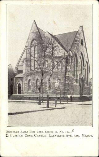 Puritan Congregational Church Lafayette Ave & Marcy Brooklyn Ny Udb C1905