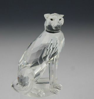Retired Signed Swarovski Austrian Crystal Cheetah 7610 Art Glass Figurine Sms