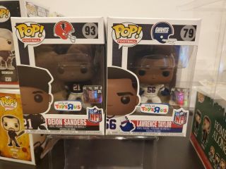 Funko Pop Deion Sanders 93 Lawrence Taylor 79.  Toys R Us Exclusive.  Check Pics