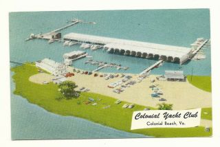 1960 Air View Of Colonial Beach Va Colonial Yacht Club - Theen Card - Boats
