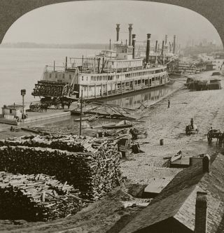 Keystone Stereoview Of A Mississippi River Boat At Memphis,  Tn Rare Ships Set 6