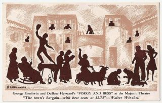 George Gershwin Porgy & Bess Majestic Theatre Fred Mayer Silhouette Postcard