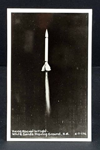 White Sands Proving Ground Nm 1940s Viking Rocket In Flight Rppc Postcard