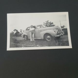 Vintage Photo Young Woman With Classic Car