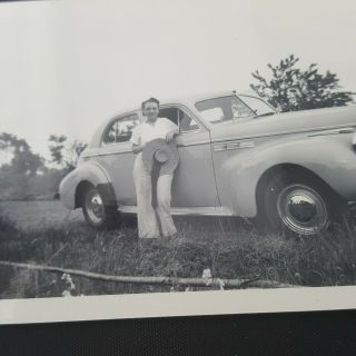 Vintage Photo Young Woman With Classic Car 2