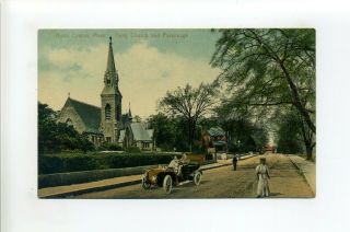 North Easton Ma Mass Antique Postcard Unity Church,  Street View,  People,  Old Car