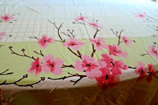 Vintage Tablecloth Cherry Blossom Motif Early 2