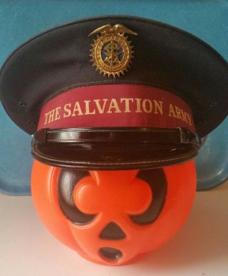Vintage Salvation Army Officer/band Hat Size 7 Blood And Fire Logo Unusual