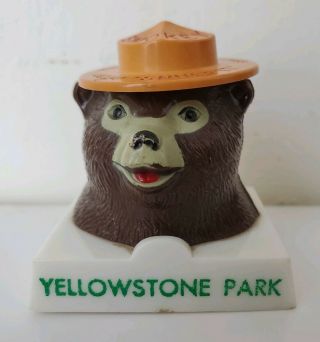 Vintage Smokey The Bear Car Cigarette Snuffer Magnet Yellowstone Park Souvenir