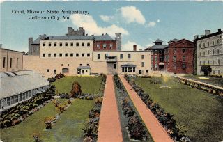 Missouri State Penitentiary Court Jefferson City Mo 1910c Postcard