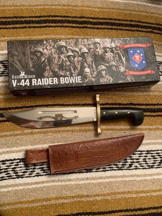 Usmc Marine Raider Commemorative W49/v44 Bowie Hunting Survival Knife W/sheath