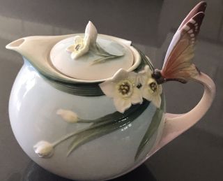 Franz Fine Porcelain Papillon Butterfly Teapot Xp1878