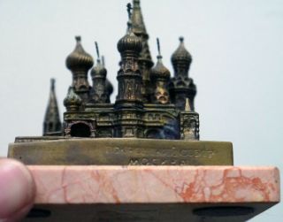 ST BASILS CATHEDRAL Vintage Metal Souvenir Building Russia on Marble Base 6