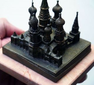 ST BASILS CATHEDRAL Vintage Metal Souvenir Building Russia on Marble Base 7