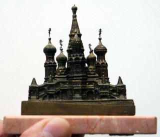 ST BASILS CATHEDRAL Vintage Metal Souvenir Building Russia on Marble Base 8