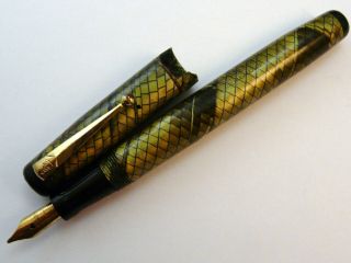 Vintage Mabie Todd Swan Self Filler Snakeskin Swan 2 14ct Nib Fountain Pen