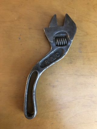 Antique Vintage 8 " Bemis & Call Curved Adjustable Wrench