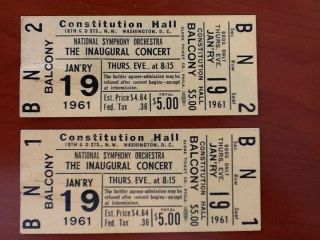 Jfk/president John F.  Kennedy Tickets To The Inaugural Concert,  1 - 19 - 1961