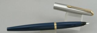 Parker 45 Navy Blue & Stainless Steel Cap Fountain Pen - 1960 